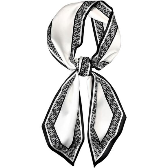 Head Scarf Hair Neck Scarves For Women B4-checkered White on Black Border(5.9 X - Picture 1 of 6